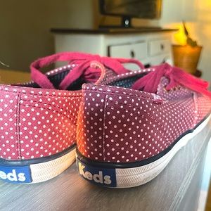 Burgundy polka dot keds